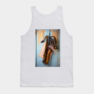 Rustic Saxophone And Pocket Watch Tank Top